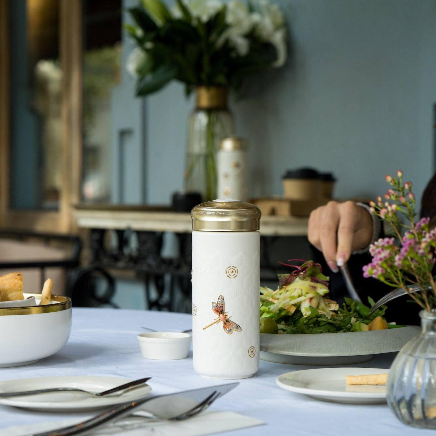 Dragonfly Serenity Travel Mug with Crystals