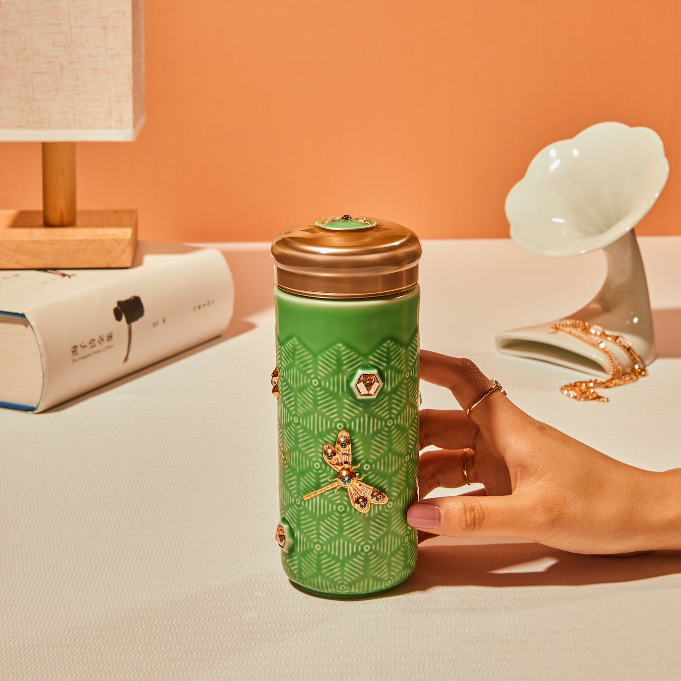 Dragonfly Serenity Travel Mug with Crystals