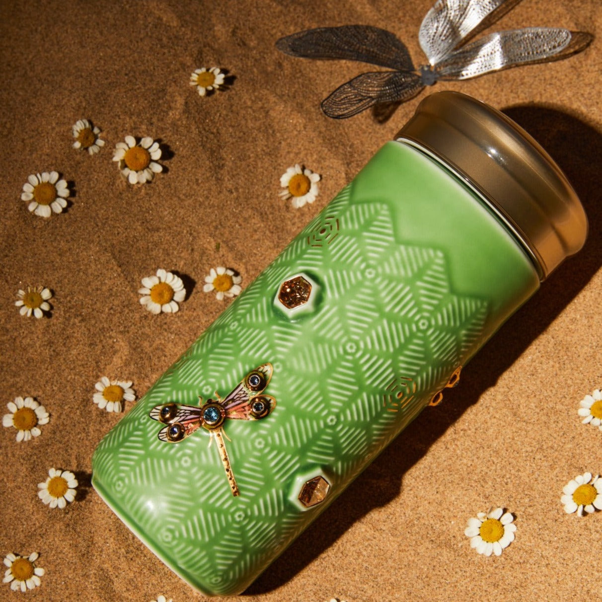 Dragonfly Serenity Travel Mug with Crystals
