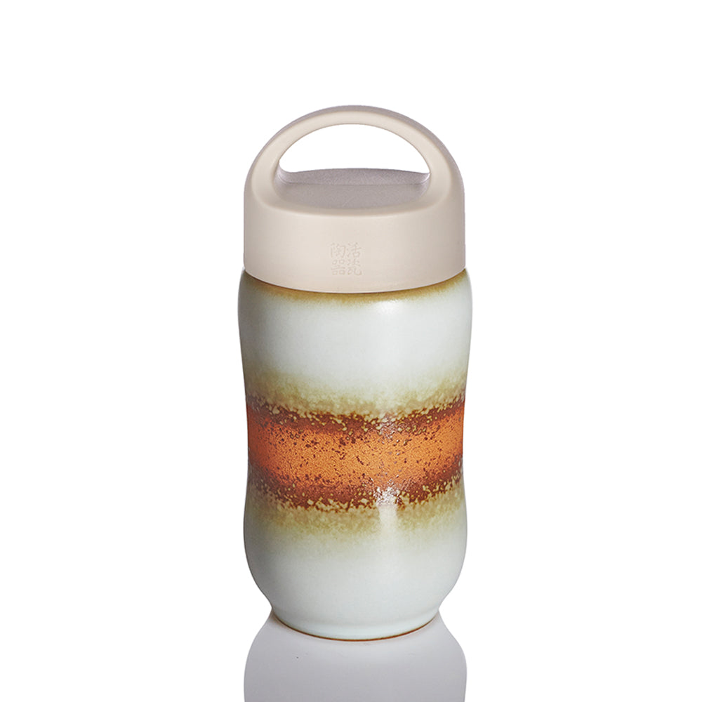 Liven Clay Happy Tumbler with Travel Lid Egg Shell Glaze