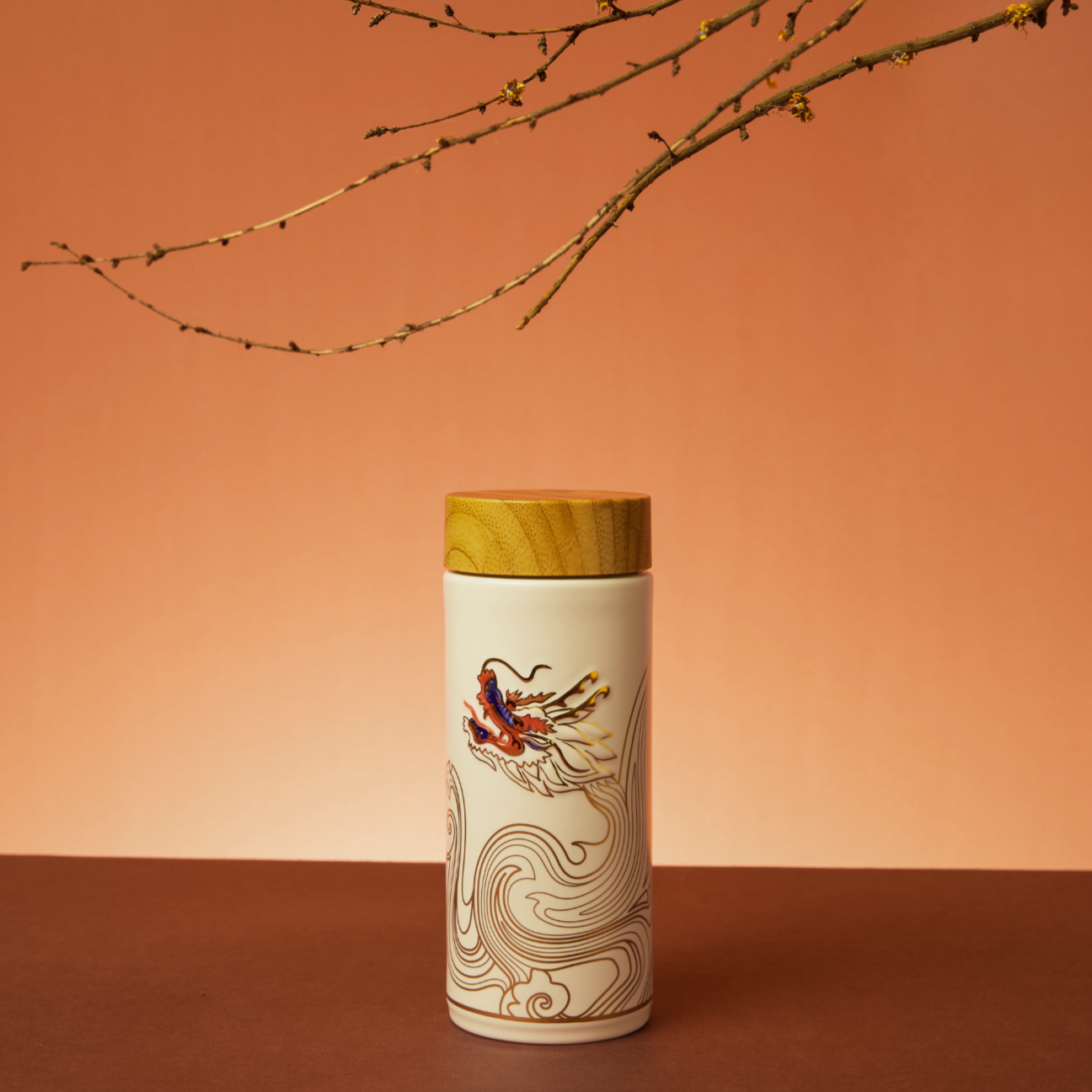Auspicious Cloud Dragon Ceramic Tumbler