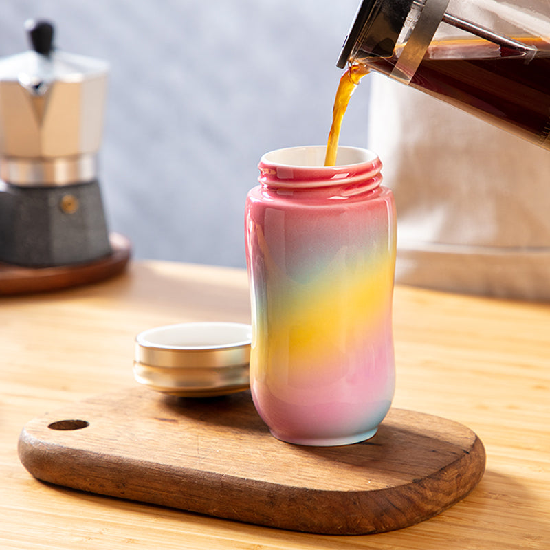 Rainbow Ceramic Travel Tumbler
