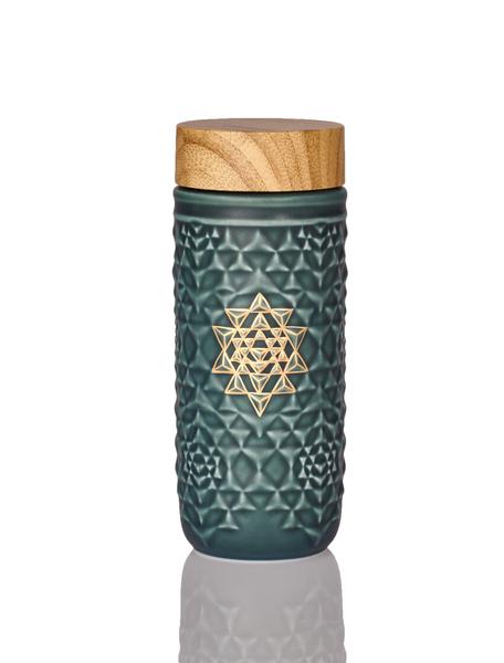 Yantra Mandala Travel Mug Red Symbol / Gold