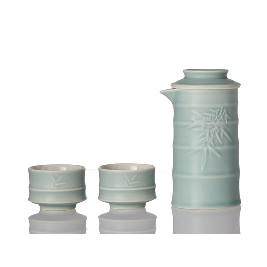 Bamboo Gentleman Kung Fu Tea Set ( 1 Pot with 2 Cups ) with Carrying Case