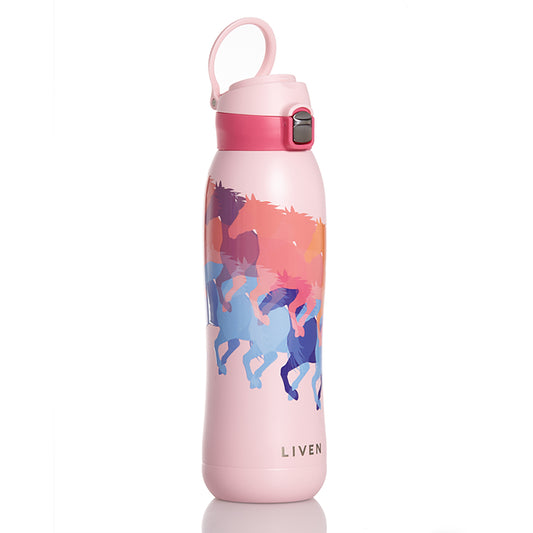 New Liven Glow Ceramic-Coated Insulated Stainless Steel Water Bottle 26 oz - Horse Year Edition