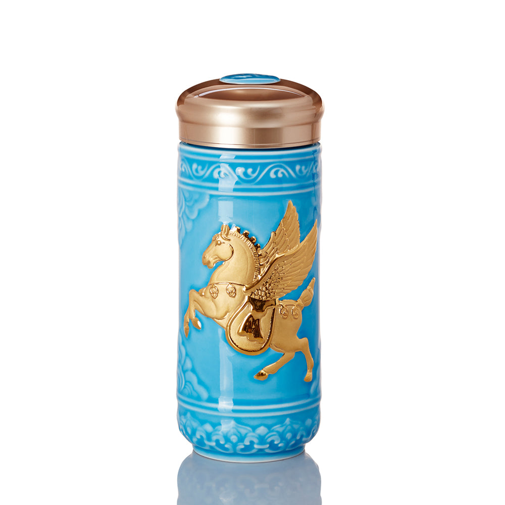Flying Golden Horse Ceramic Tumbler