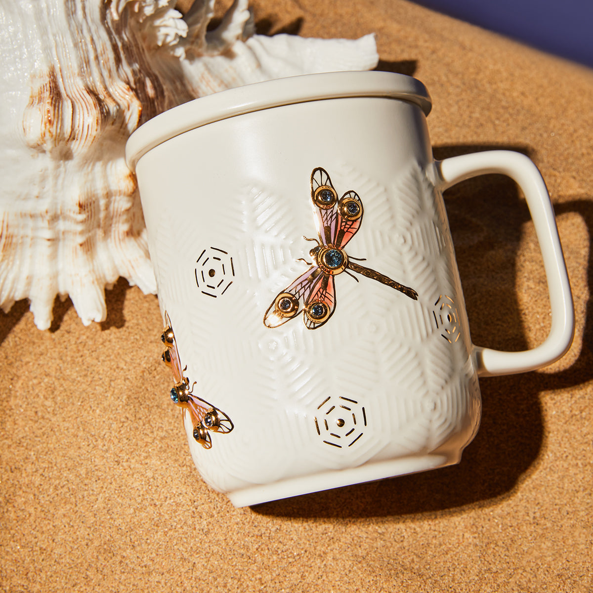 Dragonfly Serenity Tea Mug with Crystals