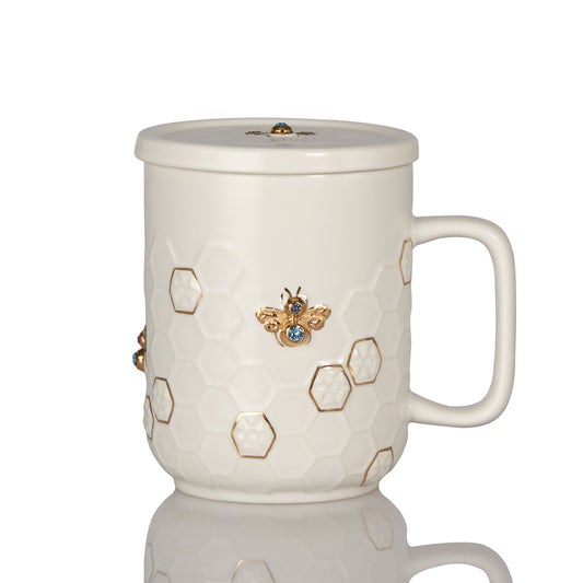Honey Bee Crystal Mug with Lid