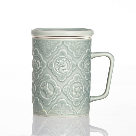 Twelve Zodiac Tea Mug with Lid