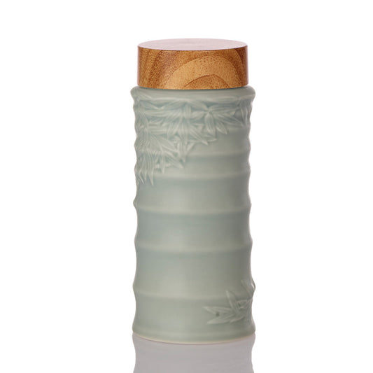 Bamboo Leaves Ceramic Travel Mugs