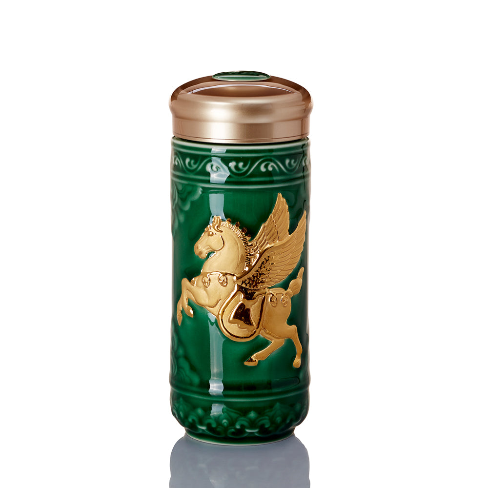 Flying Golden Horse Ceramic Tumbler