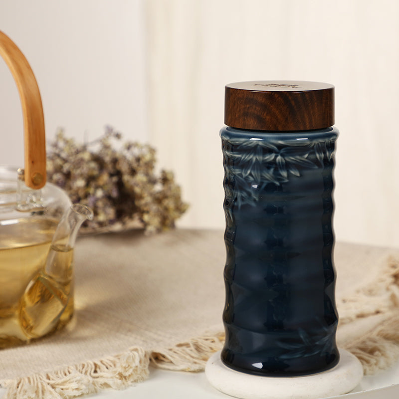 Bamboo Leaves Ceramic Travel Mugs