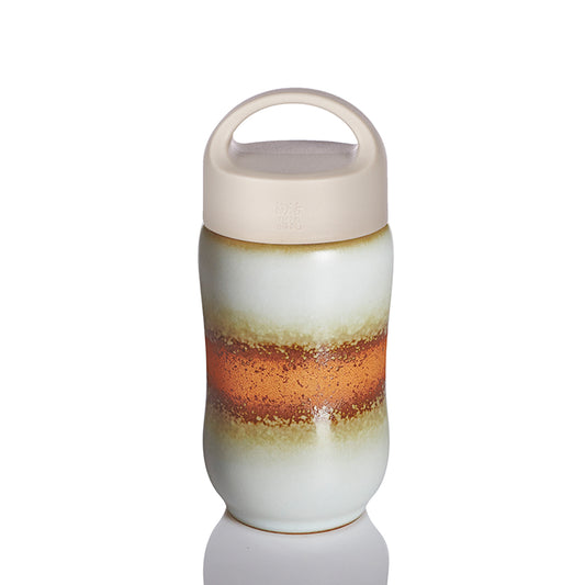 Liven Clay Happy Tumbler with Travel Lid Egg Shell Glaze