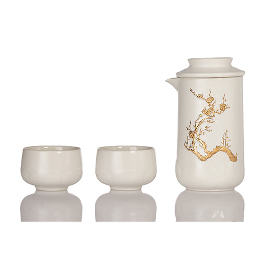 Plum Fragrance Kung Fu Tea Set ( 1 Pot with 2 Cups ) with Carrying Case