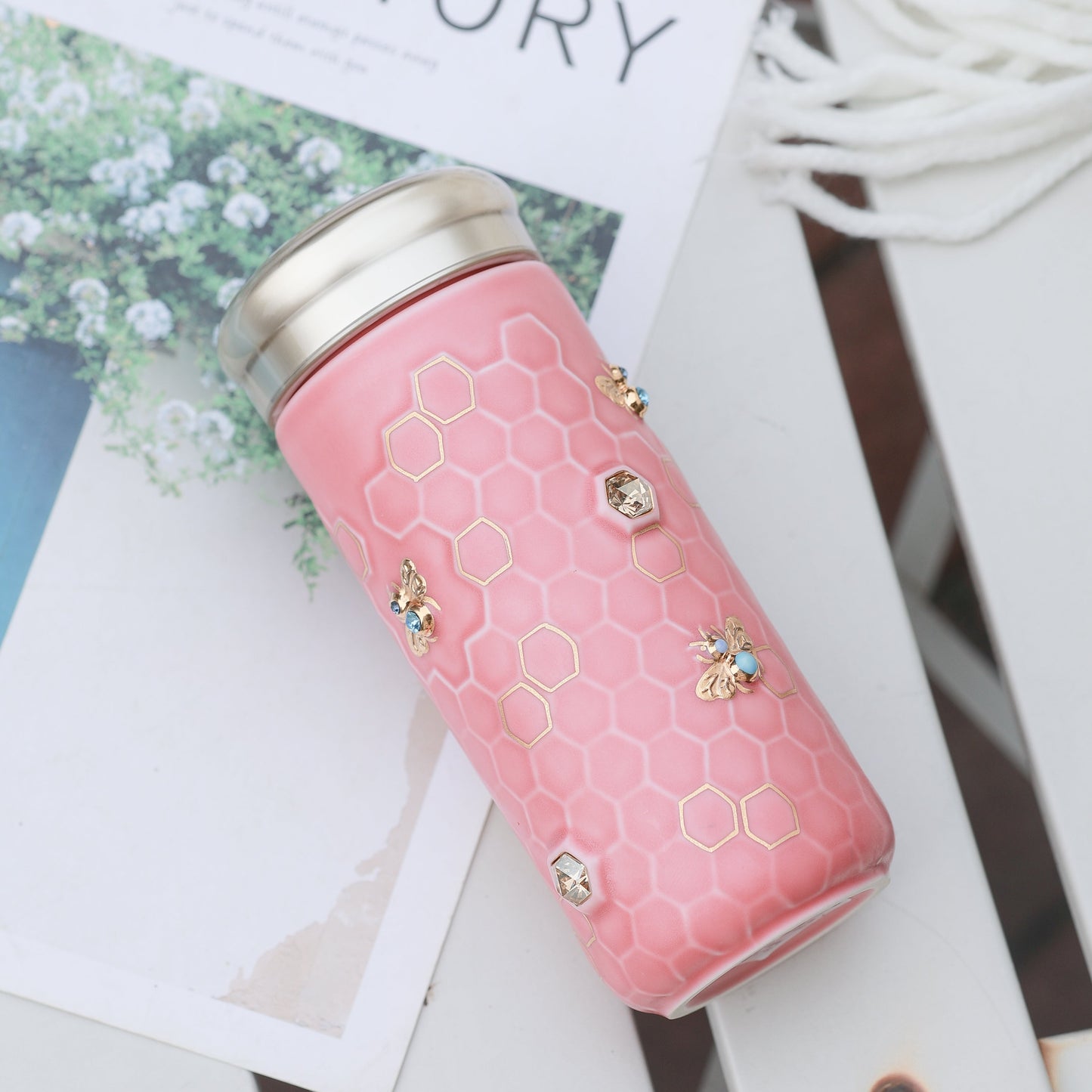 Honey Bee Travel Mug with Crystals