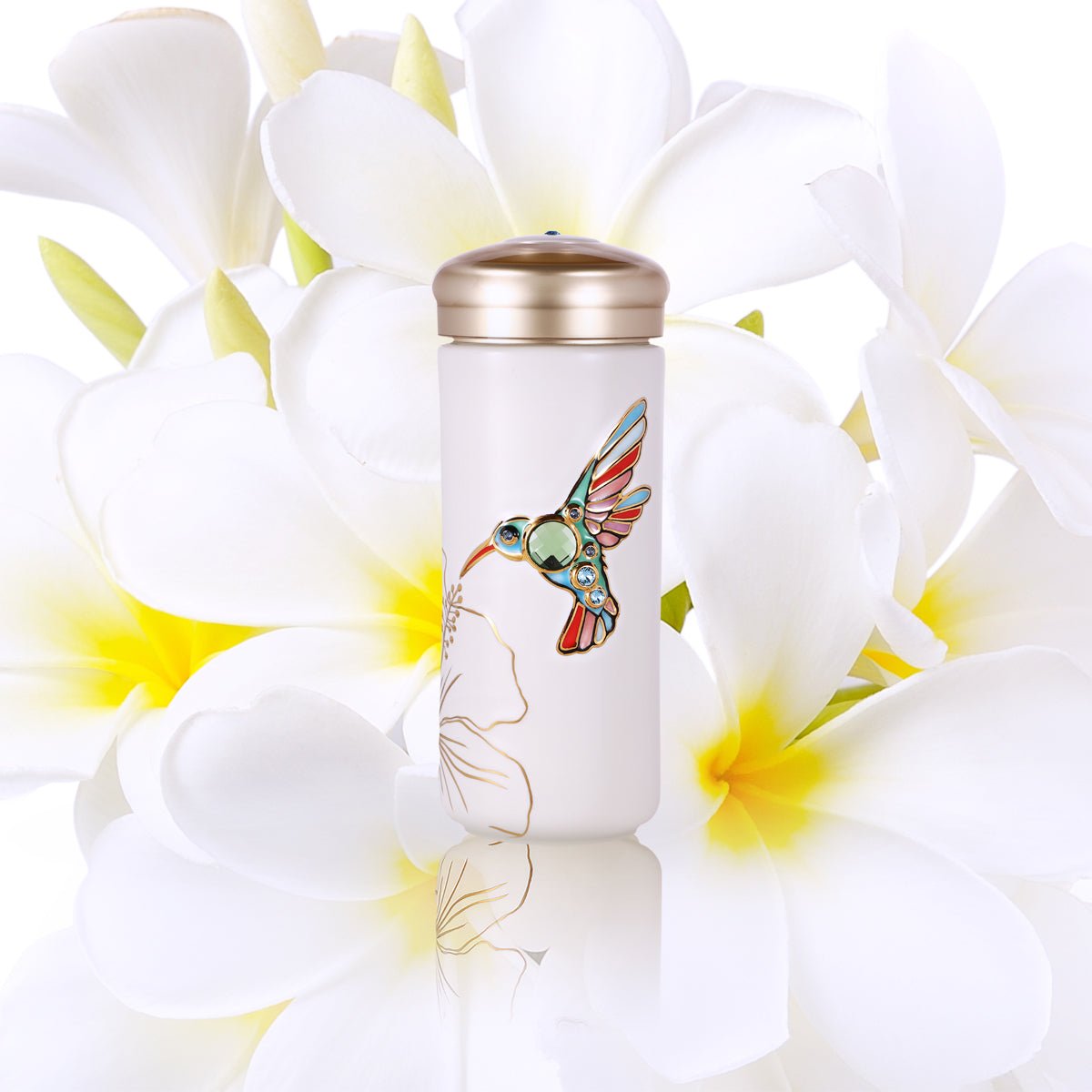 Lucky Hummingbird Crystal Travel Mug