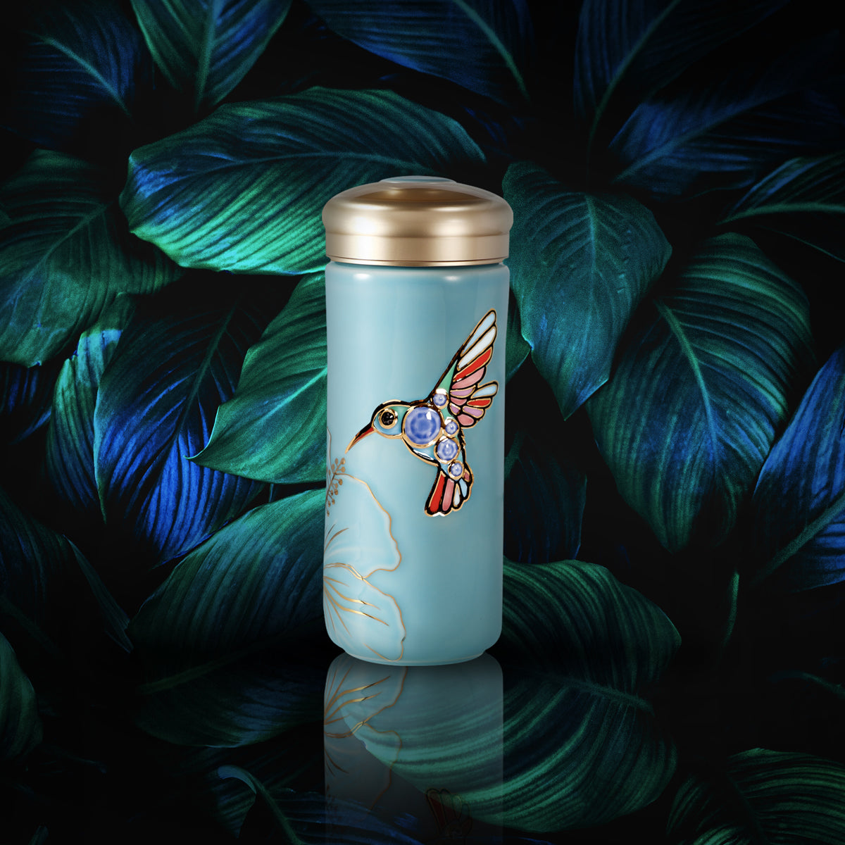 Lucky Hummingbird Crystal Travel Mug