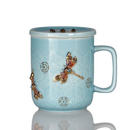 Dragonfly Serenity Tea Mug with Crystals