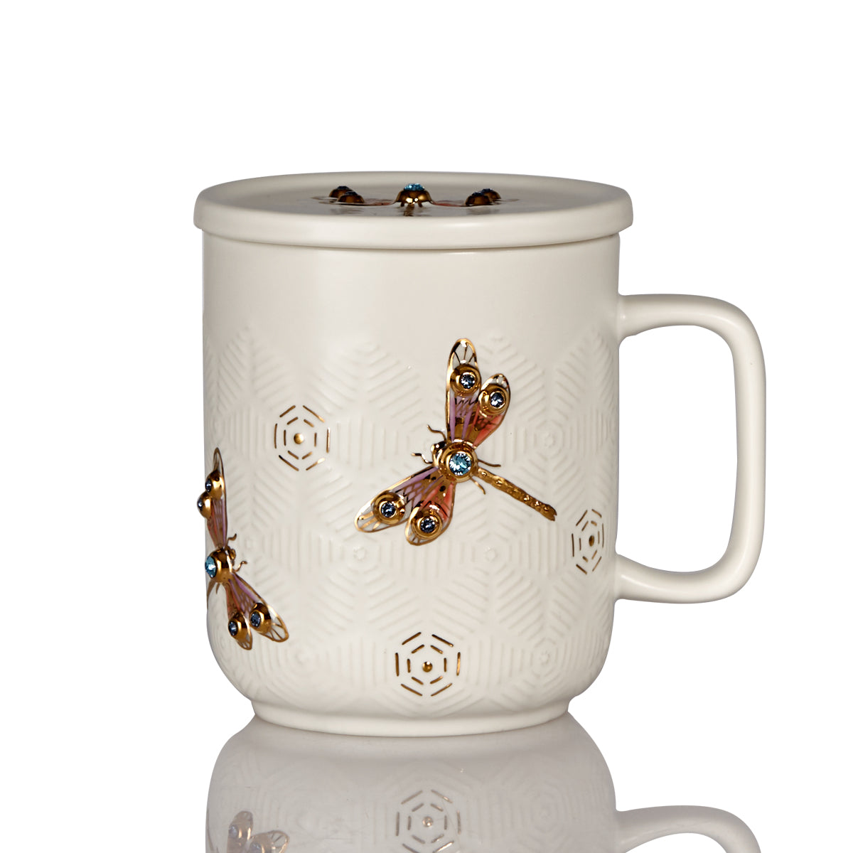 Dragonfly Serenity Tea Mug with Crystals