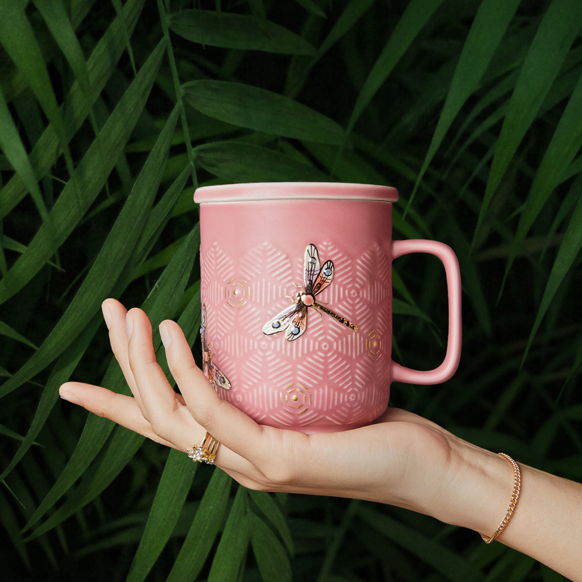 Dragonfly Serenity Tea Mug with Crystals