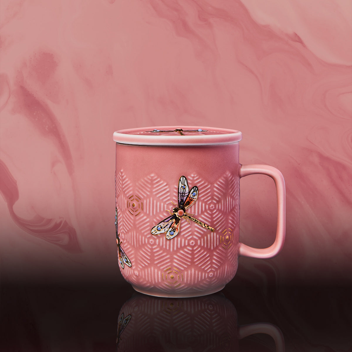 Dragonfly Serenity Tea Mug with Crystals