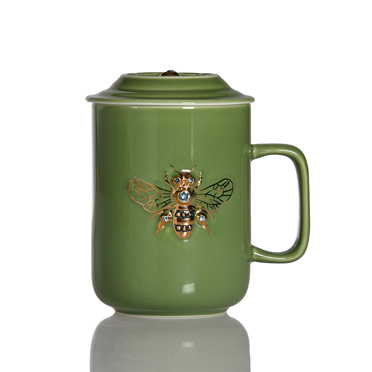 Queen Bee Crystal Tea Mug with Lid