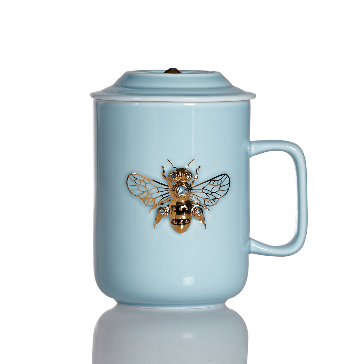Queen Bee Crystal Tea Mug with Lid