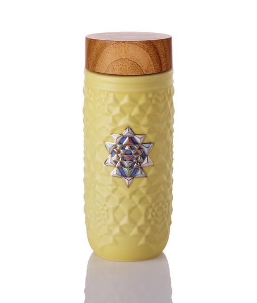 Yantra Mandala Travel Mug Red Symbol / Gold