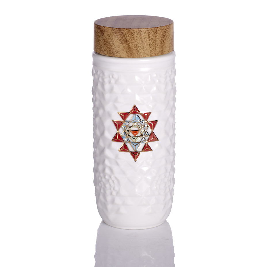 Yantra Mandala Travel Mug Red Symbol / Gold