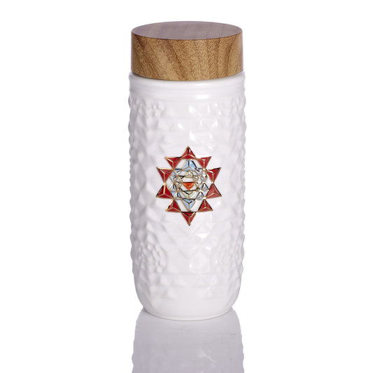 Yantra Mandala Travel Mug Red Symbol / Gold