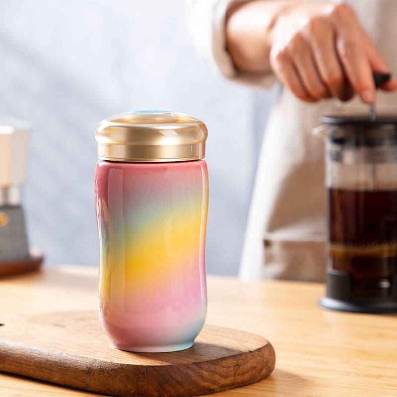 Rainbow Ceramic Travel Tumbler