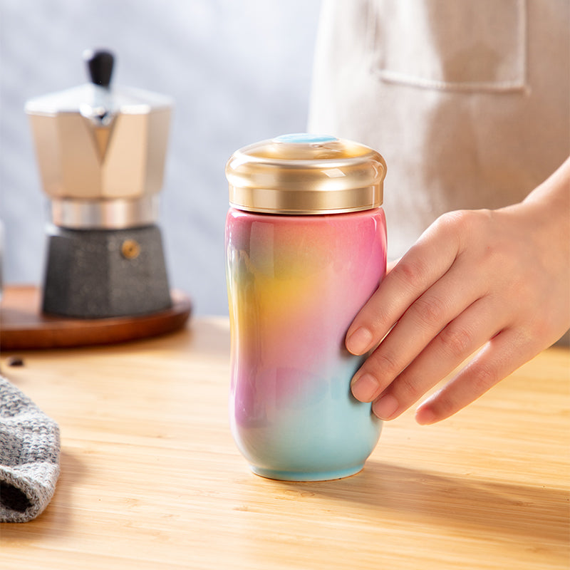 Rainbow Ceramic Travel Tumbler