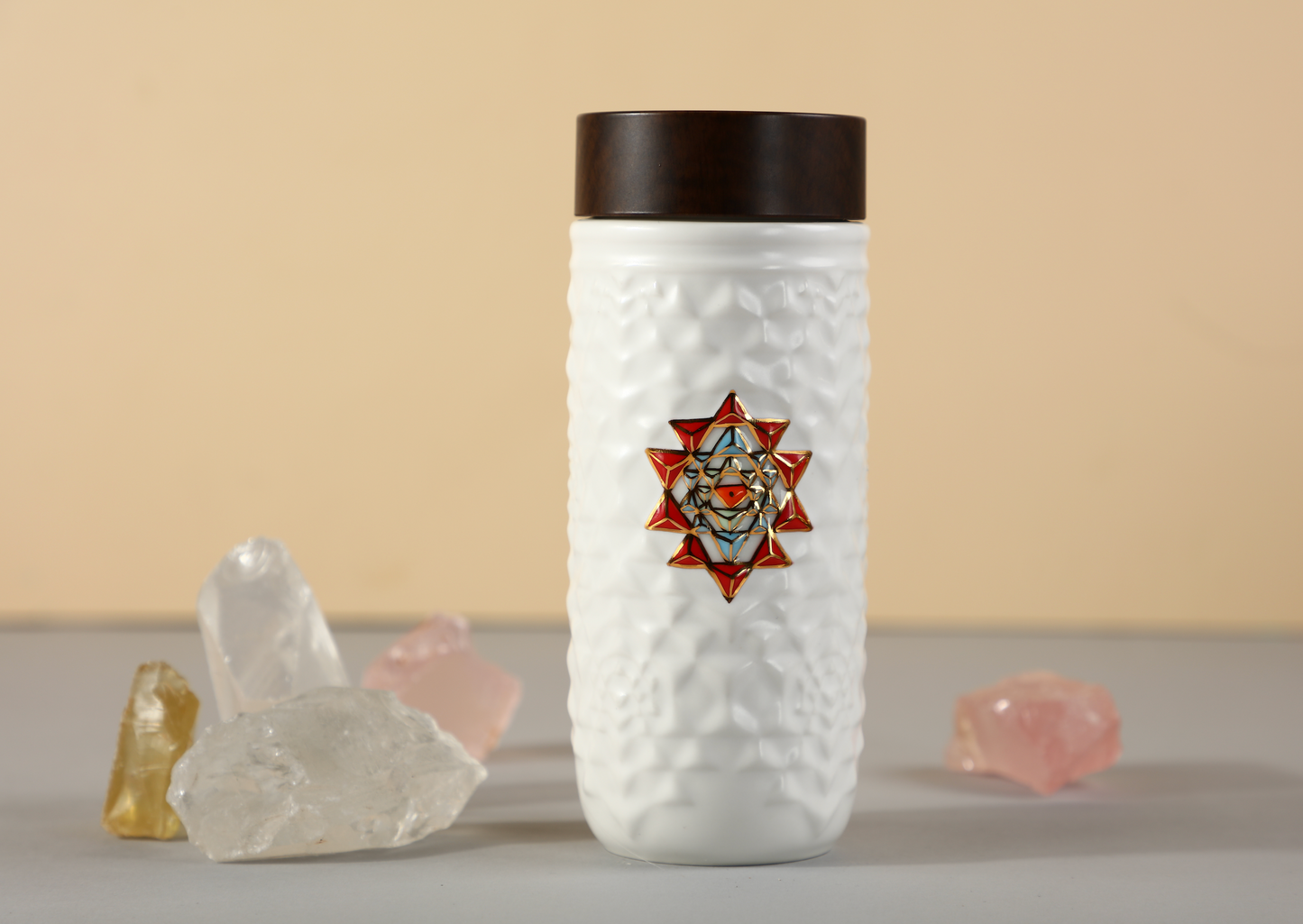 Yantra Mandala Travel Mug Red Symbol / Gold